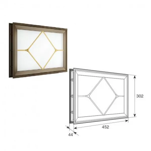 ДОРХАН Окно акриловое 452х302 белое с раскладкой ромб для панелей со структурой 'филенка', DH85629