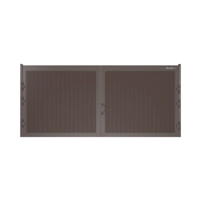 ДОРХАН Распашные ворота 3500х1700 цвета RAL 3000 (коричневый) с дизайном 'доска' без автоматики