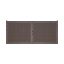 ДОРХАН Распашные ворота 2800х1900 цвета RAL 3000 (коричневый) с дизайном 'филенка' без автоматики