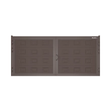 ДОРХАН Распашные ворота 3900х1700 цвета RAL 3000 (коричневый) с дизайном 'филенка' с автоматикой