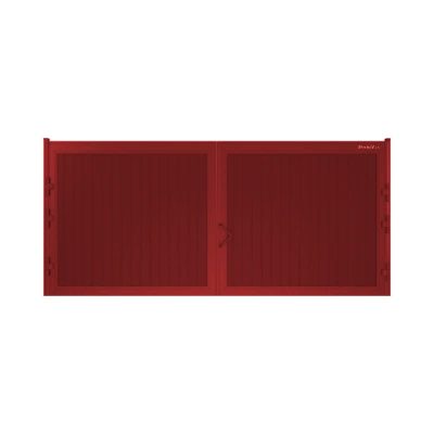 ДОРХАН Распашные ворота 4800х1200 цвета RAL 3000 (красный) с дизайном 'доска' с автоматикой