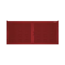 ДОРХАН Распашные ворота 3500х1300 цвета RAL 3000 (красный) с дизайном 'филенка' с автоматикой