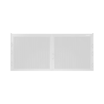 ДОРХАН Распашные ворота 3000х1800 цвета RAL 9003 (белый) с дизайном 'доска' с автоматикой