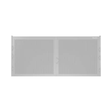 ДОРХАН Распашные ворота 4100х1400 цвета RAL 9006 (серебристый) с дизайном 'доска' с автоматикой