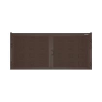 ДОРХАН Распашные ворота 4900х1700 цвета RAL 8017 (коричнево-красный) с дизайном 'филенка' с автоматикой