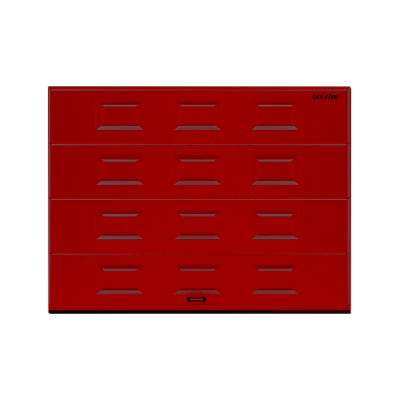 ДОРХАН Секционные ворота стальные 4800х2800 цвета RAL 3000 (красный) с дизайном 'филенка' с автоматикой ДОРХАН Секционные ворота стальные 4800х2800 цвета RAL 3000 (красный) с дизайном 'филенка' с автоматикой