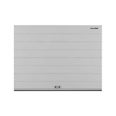 ДОРХАН Секционные ворота стальные 4800х2900 цвета RAL 9006 (серебристый) с дизайном 'широкая центральная полоса' с автоматикой ДОРХАН Секционные ворота стальные 4800х2900 цвета RAL 9006 (серебристый) с дизайном 'широкая центральная полоса' с автоматикой